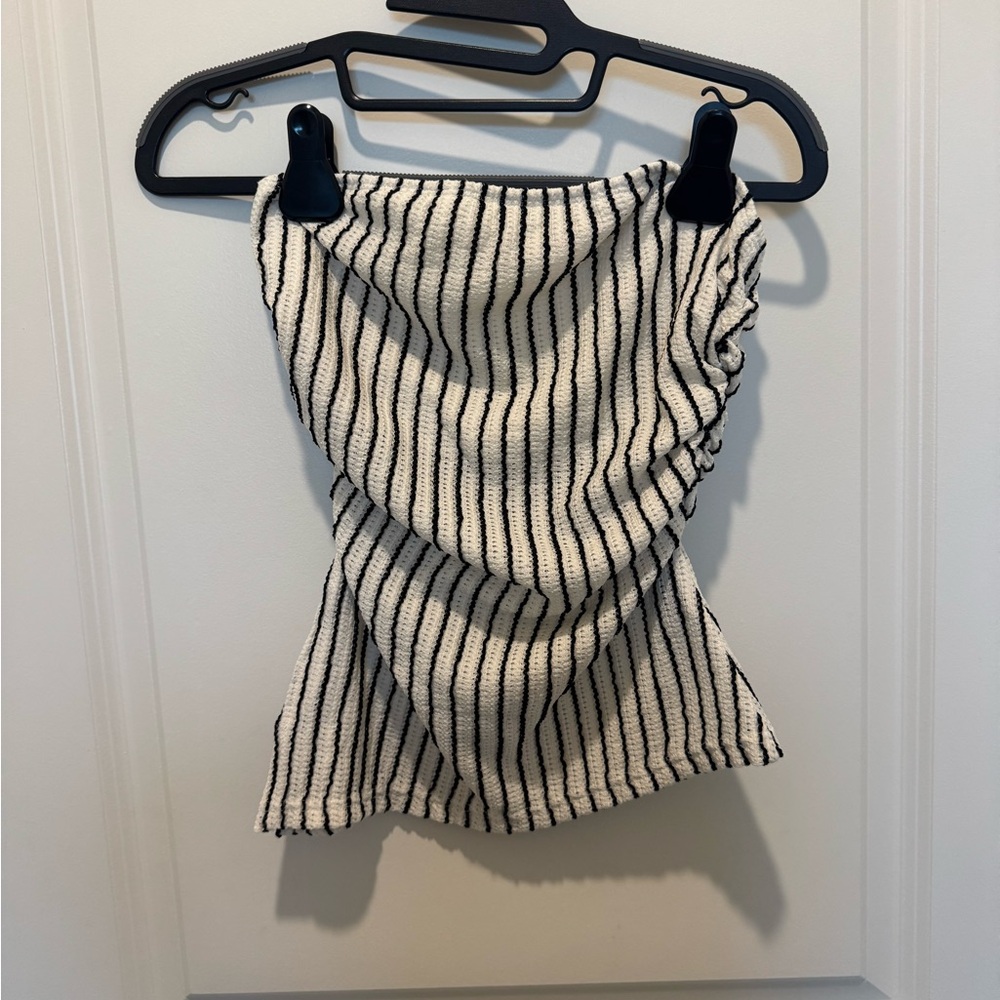 Striped Black and White Tube Top
